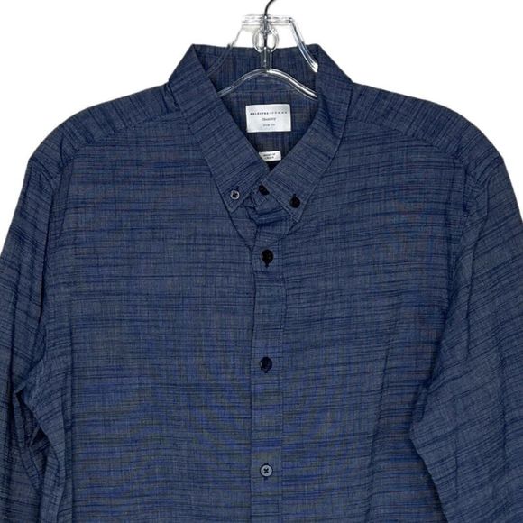 Selected Homme Shirt Men Medium Slim Blue Twill Button-up Classic Casual  Preppy - Picture 3 of 8